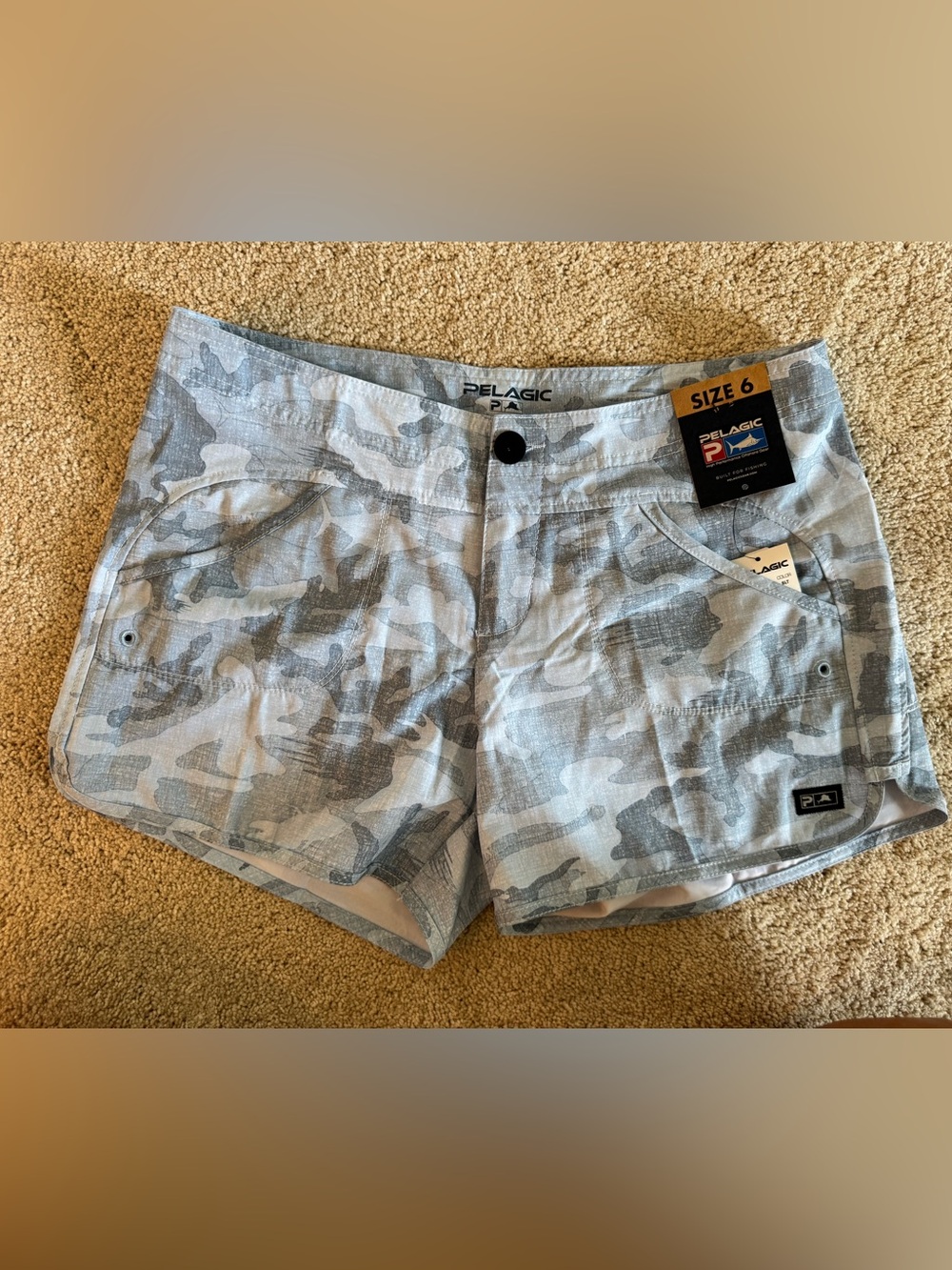 Pelagic Women's Gray Camo Athletic Shorts